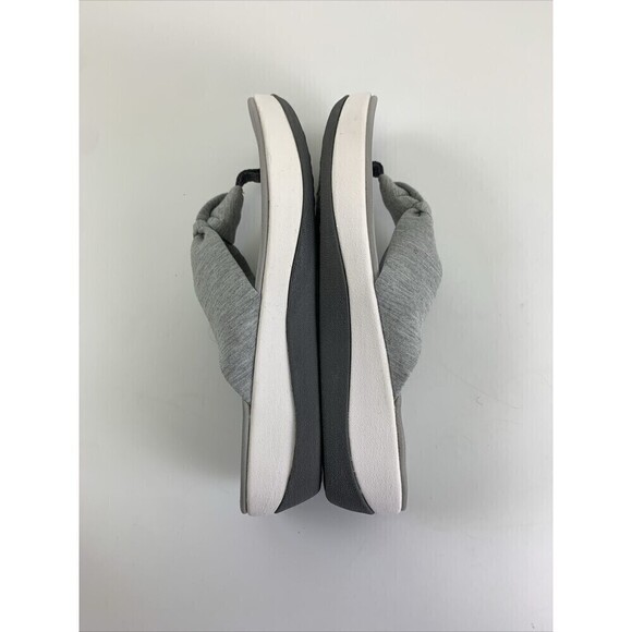 Clarks Cloudsteppers Arla Glison Thong Sandal Wedge Flip Flop Grey Fabric Size 9 - Picture 9 of 11